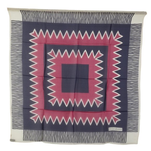 Saint Laurent Scarf Muffler White Multicolor Silk Women's SAINT LAURENT - Picture 1 of 5